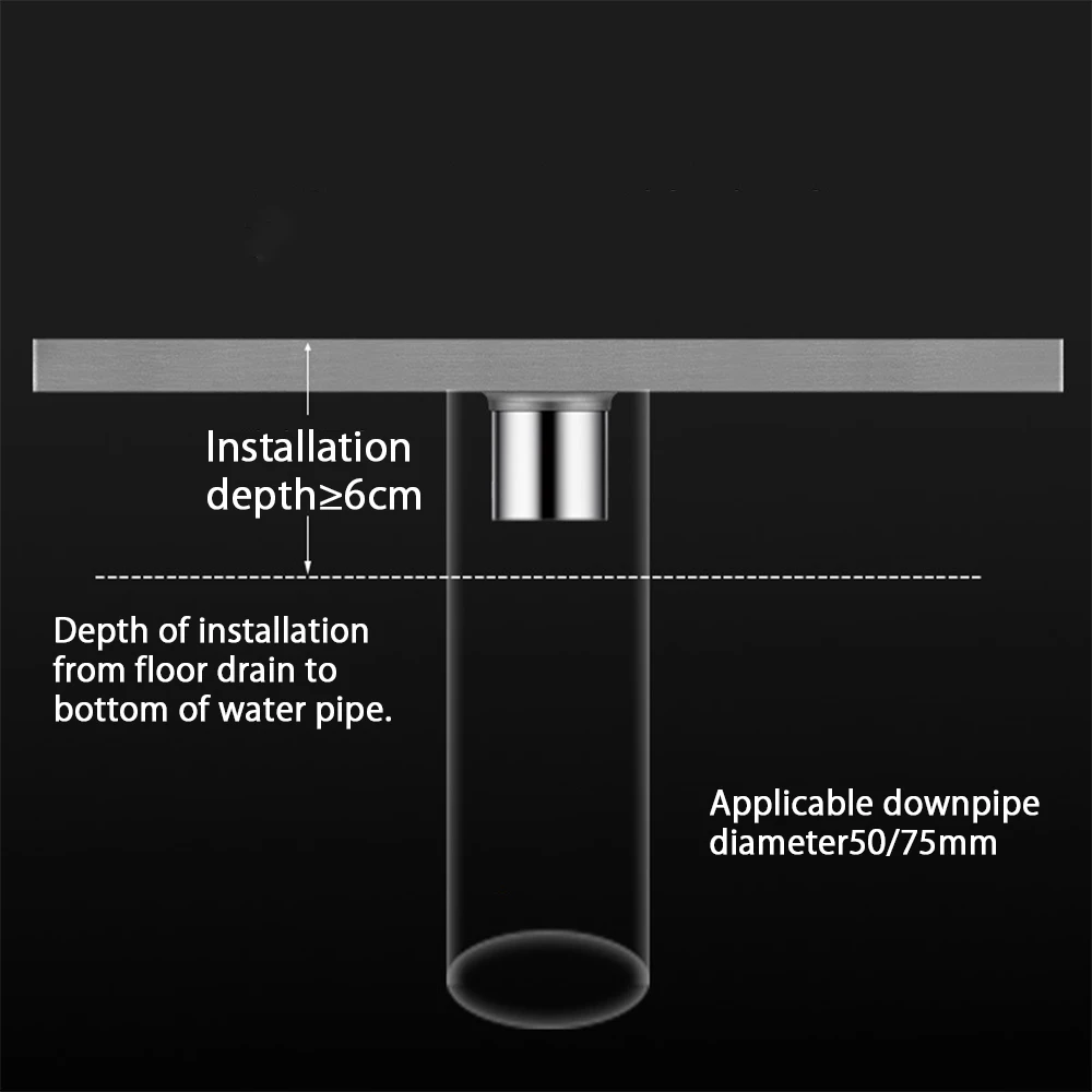 Long Square Floor Drain Shower Stainless Steel Waste Drain Linear Floor Drains Cover Bathroom Accessories