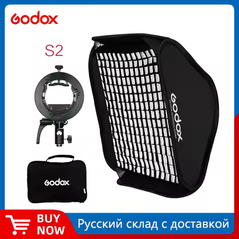Godox S2 Speedlite Flash Holder Bracket + Softbox Honeycomb Grid with Bowens Mount for Godox V1 TT685 V860II TT350 AD200 Flash