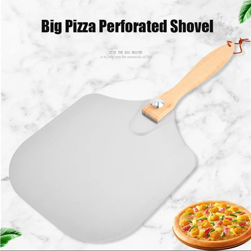 

12inch Pizza Peels Aluminium Alloy Pizza Paddle Spatula Long Handle Non-Stick Perforated Pizza Shovel Lightweight Kitchen Tools