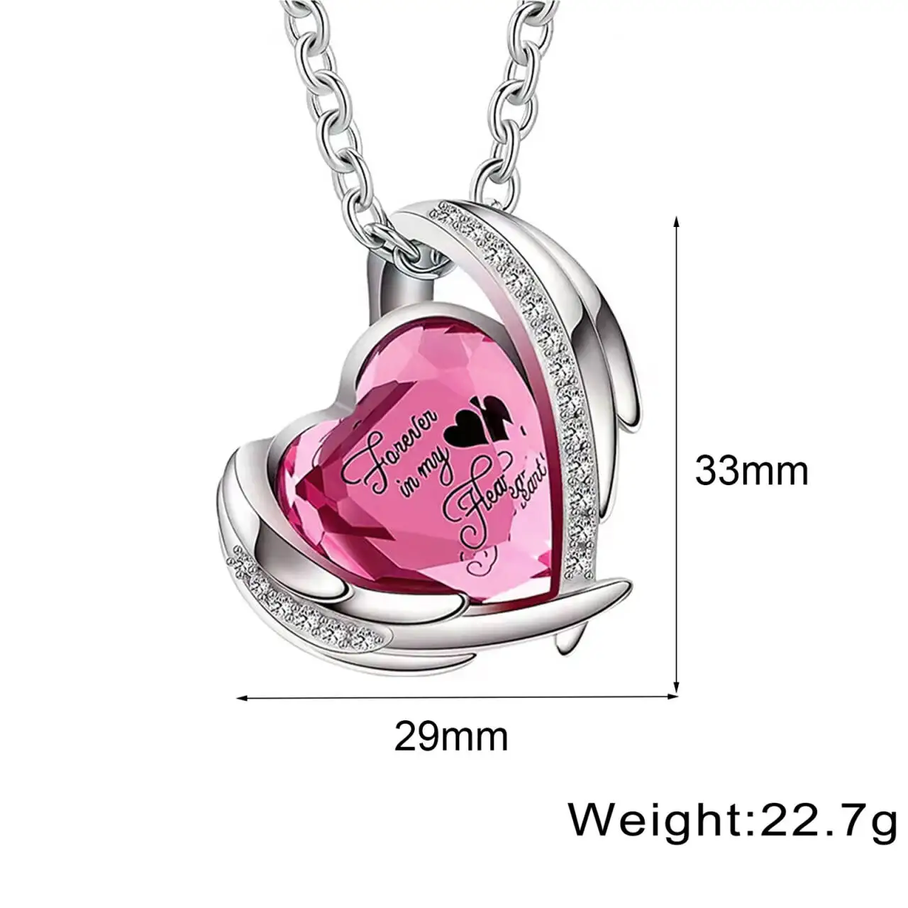 Stainless Steel Memorial Necklace Heart Crystal Cremation Urn Pendant Jewelry for Ashes Hair Keepsake Gift with Fill Set