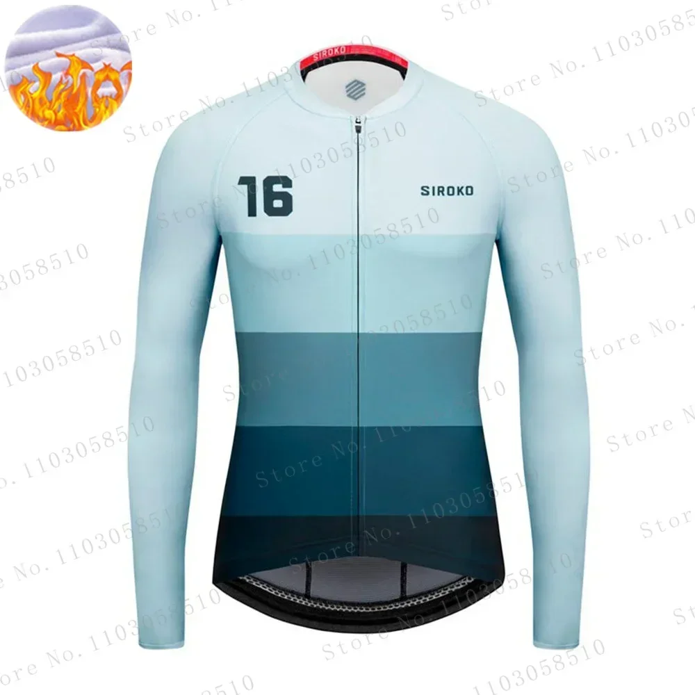 Siroko Winter Cycling Jersey Set Ropa Ciclismo Thermal Fleece Racing Mountian Bicycle Uniform Cycling ong Sleeve Clothing 2024