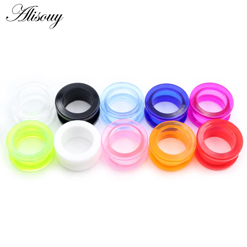 Alisouy 2PCS 2-24mm Transparent Acrylic Ear Stretchers Plugs Tunnels Expander Flesh Hollow Screw Earrings Piercing Body Jewelry