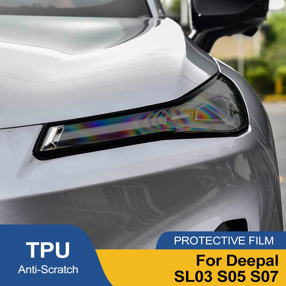 Película Protectora para Faros Delanteros de Automóvil, Color Negro Humo, para Changan Deepal SL03 S05 S07, TPU PPF Precortada, Antiarañazos, Vinilo para Envolver Faros