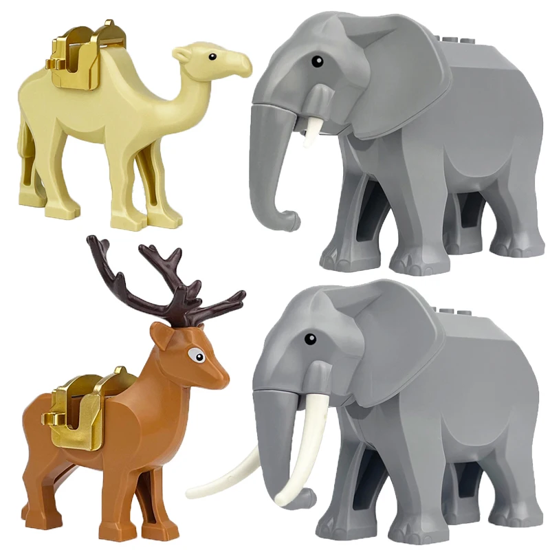 Middeleeuws kasteel Ridder Bouwsteen Afrikaans dier Olifant Tijger Kameel Herten Beer Draak Paard soldaat Schaap Zwijn MOC Speelgoedcadeau