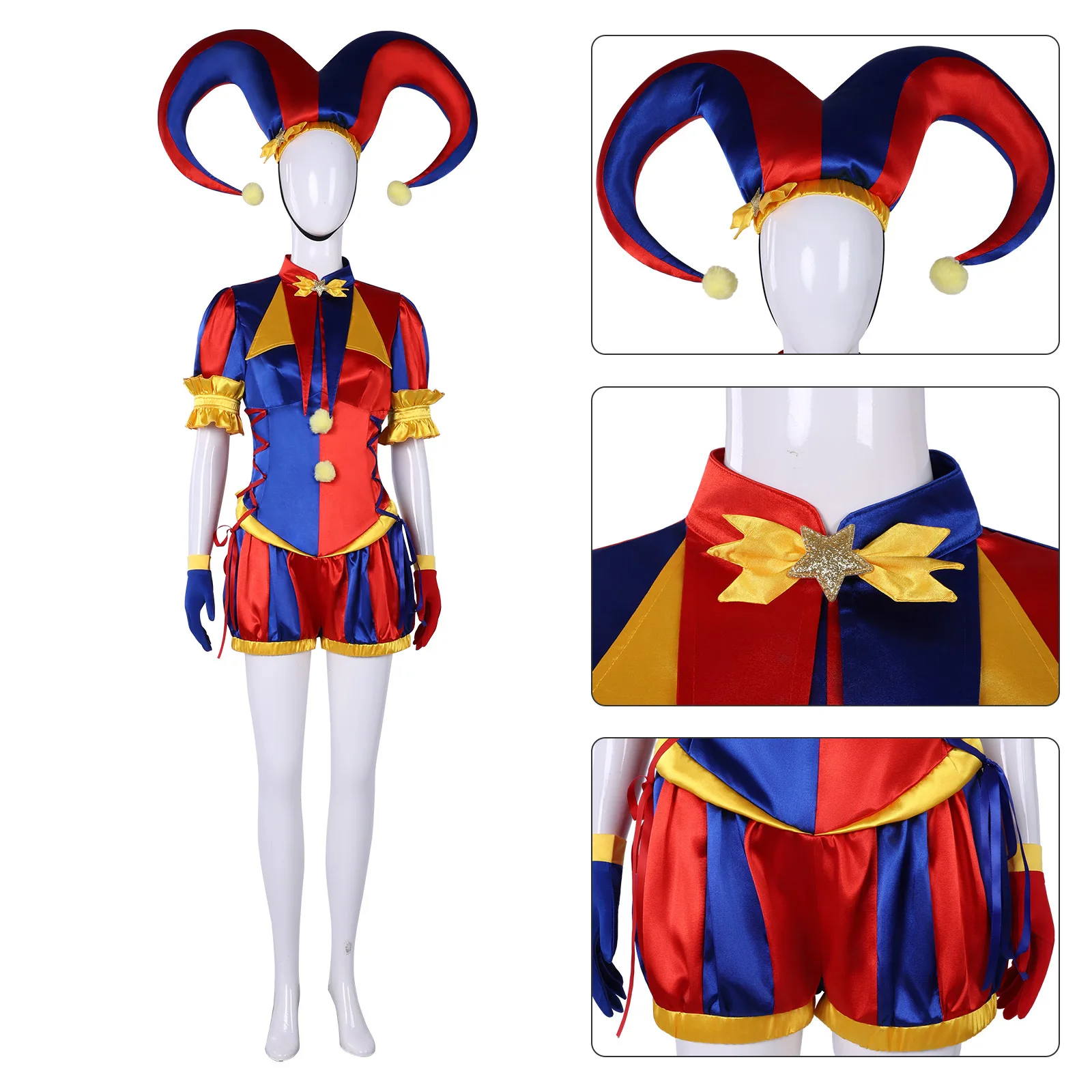 

Magic Circus Clown Women's Cosplay Suit Full Set Halloween Pamni Jumpsuit Female Costume Complete Set Chinese Manufacturer