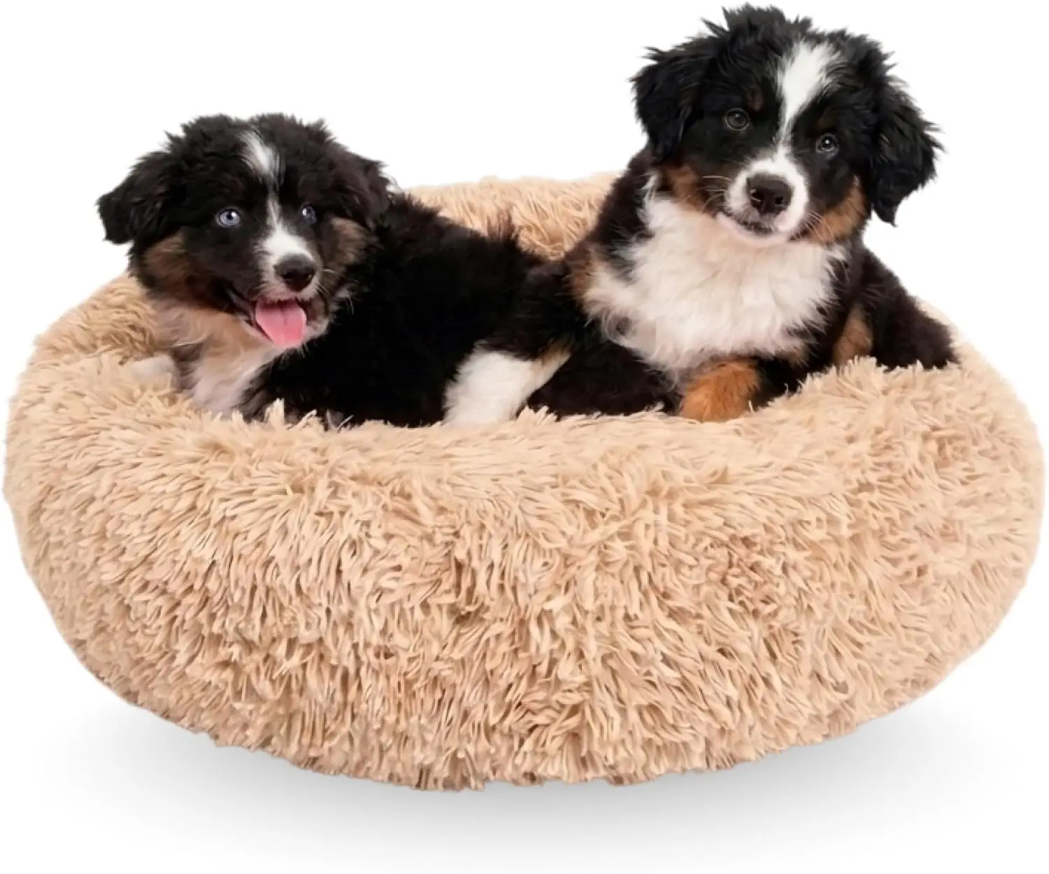 Plush Donut Dog Bed for Medium Dogs, Orthopedic Support with Removable Washable Cover, Faux Fur Cuddler for Pets Up to 45 lbs