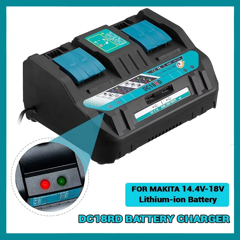 

Новейшее зарядное устройство с двойным литий-ионным аккумулятором 4 А, ток зарядки для Makita 14,4 В 18 В BL1830 Bl1430 DC18RC DC18RA, быстрая зарядка