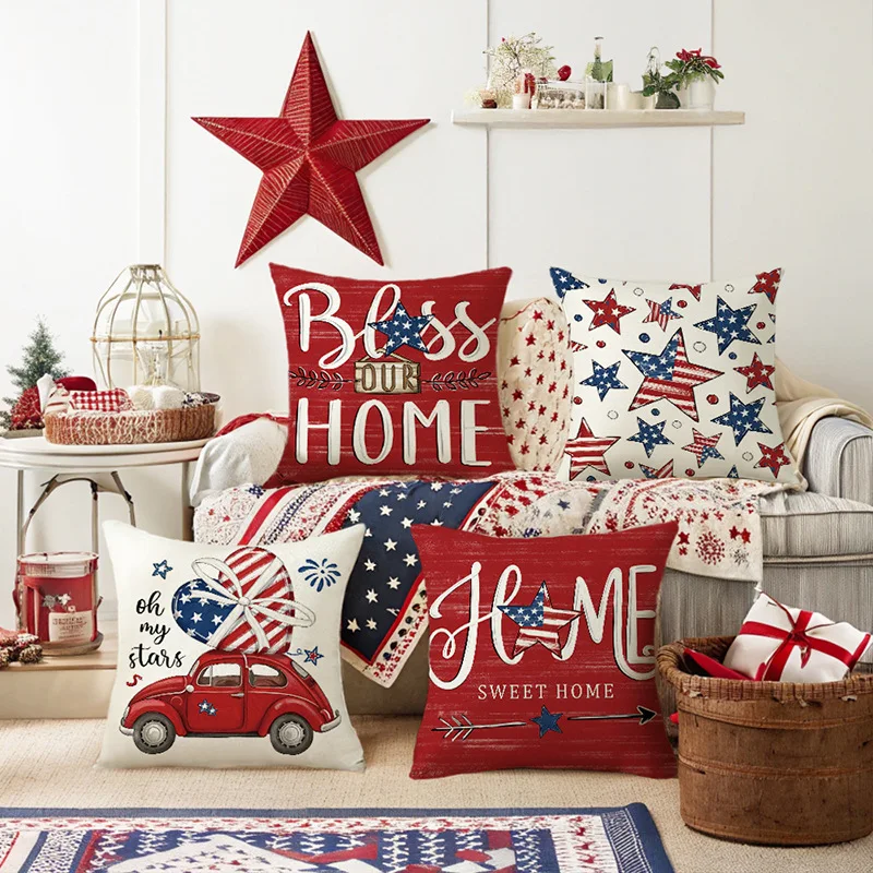 

Cushion Cover Digital Printed Linen Car Pillowcase Bedroom Living Room Bay Window Cushion Waist Pillowcase