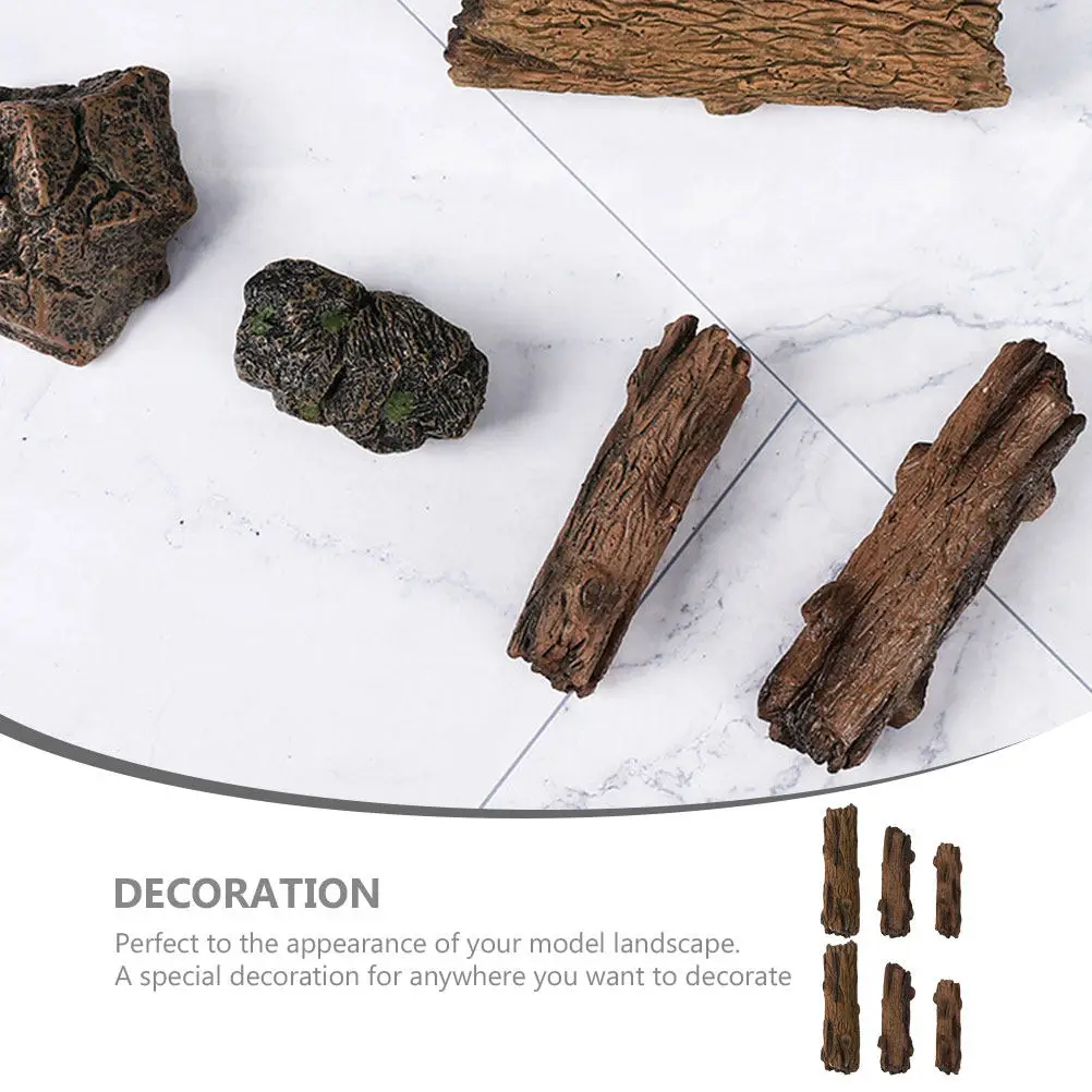 6Pcs Mini Stump Adornments Artificial Resin Bonsai Decorative Fake Stumps for Micro Landscape Scenery DIY Garden Sand Table