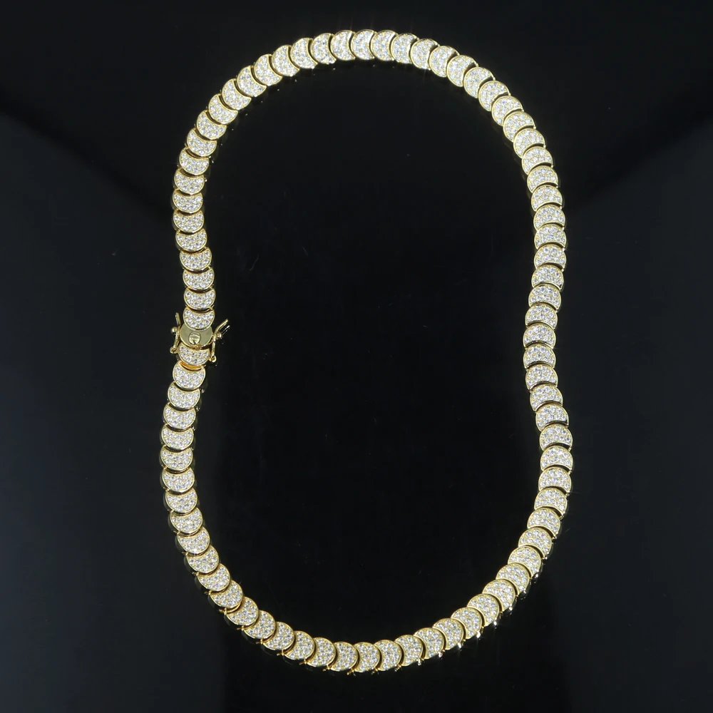 High Quality Gold Color Bling Shine Wedding Charm Jewelry Micro Paved 5A CZ Moon Cluster Women Bracelet Choker Necklaces 2025