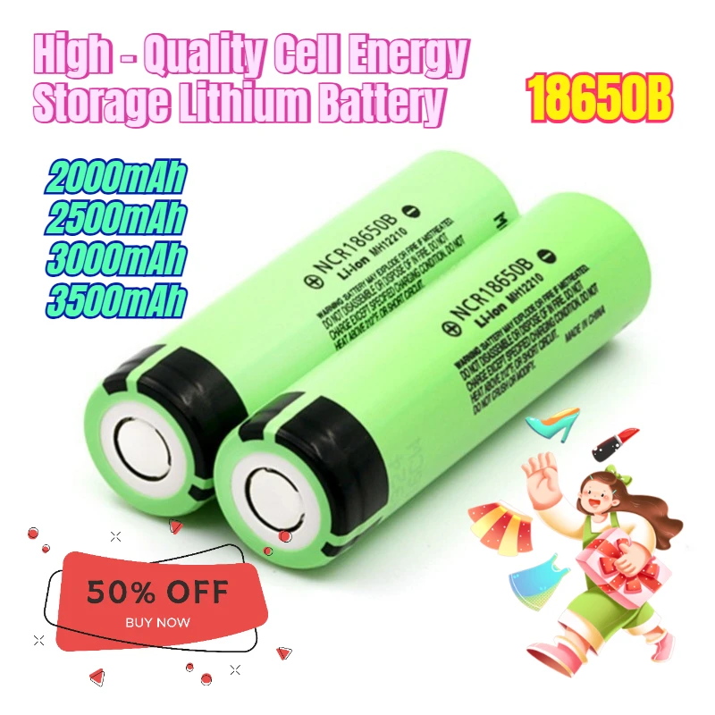 

2000/2500/3000/3500mAh 18650B 3.7V High - Quality Cell Energy Storage Lithium Battery