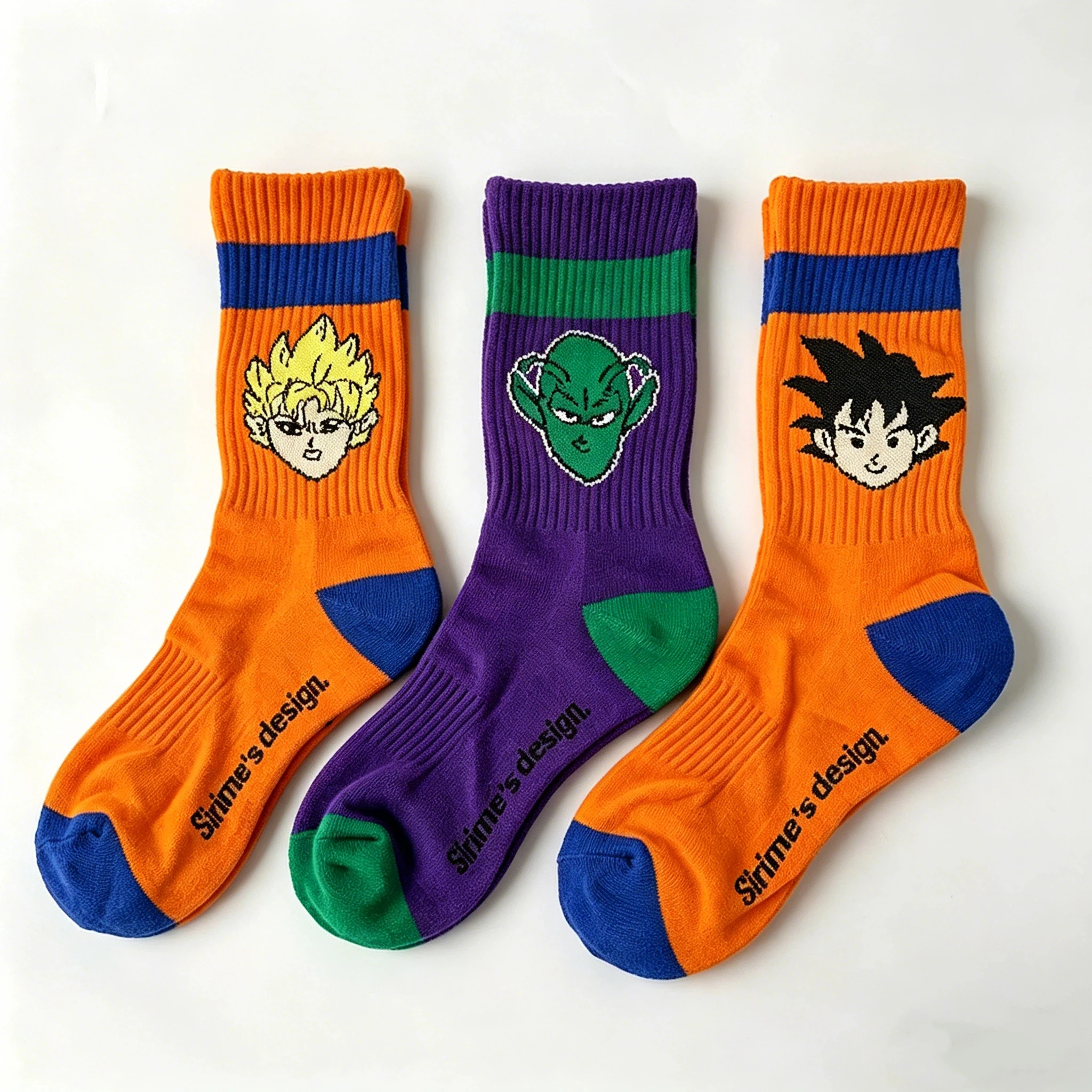 3 Pairs of New Hot Blooded Dragon Ball Joint Trendy Socks Personalized Harajuku Street Style Couple Thick Sports mid Tube Socks