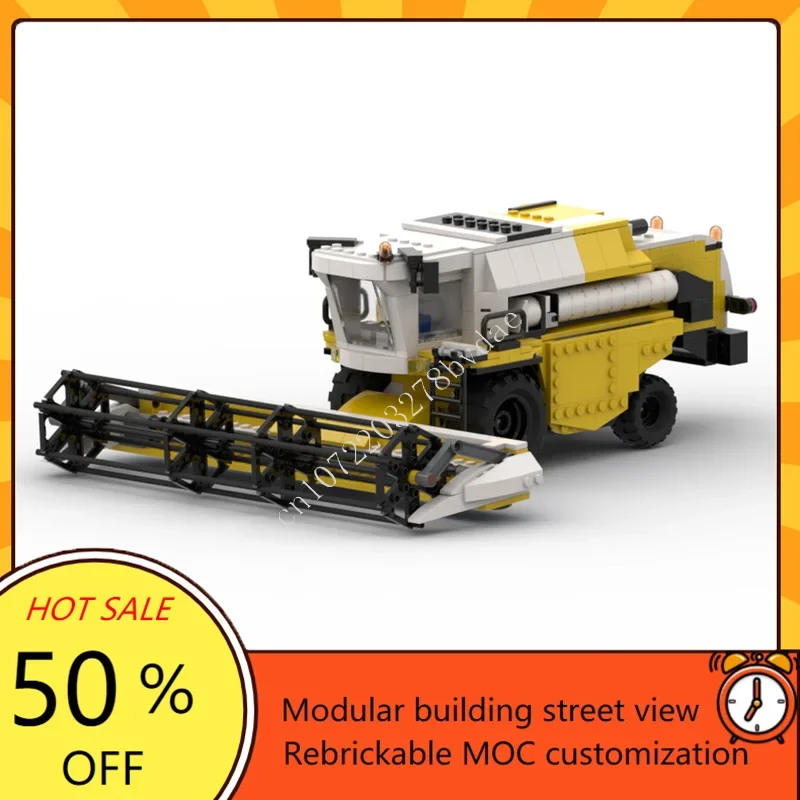 640PCS MOC City Transportation Farm MOCs SeriesYellow Farm Harvester Model Custom Puzzle DIY Creative Puzzle Birthday Toys Gift