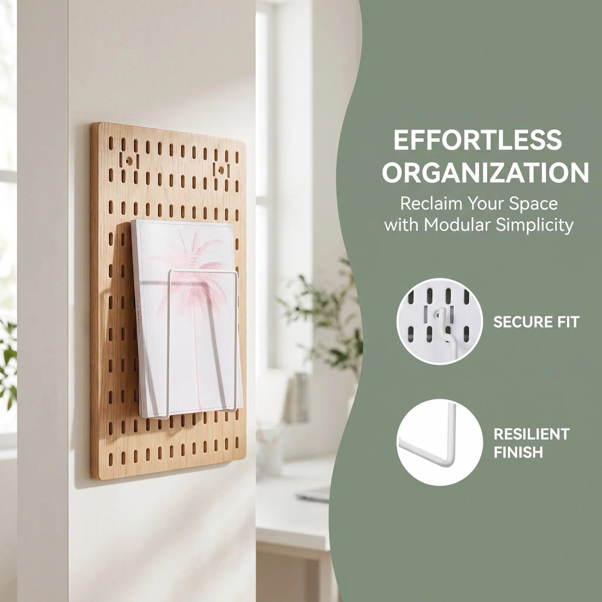 5Pcs Wall Mounted Magazine Holder Pegboard Organizer Shelf Rack Adjustable Mail Document Holder Office Storage