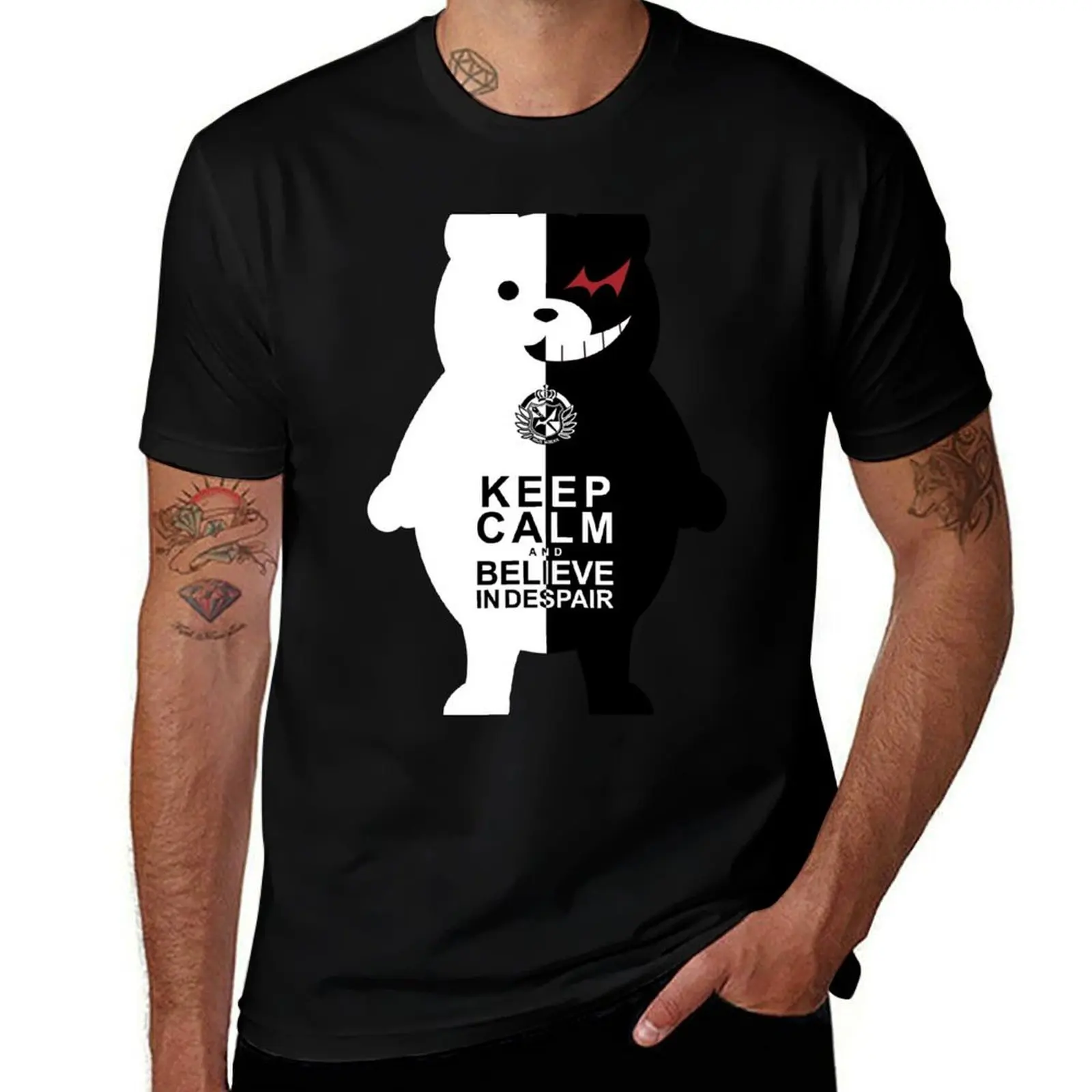 Danganronpa Keep Calm and Believe in Despair T-Shirt Gym Exercise Short Sleeve T-Shirt