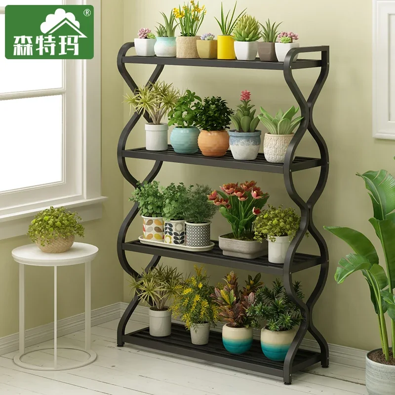 

Flower rack, iron art, multi-layer indoor hanging, floor to ceiling balcony, succulent storage rack, living room,