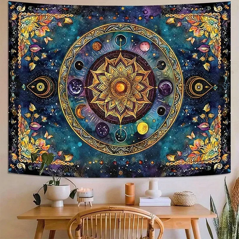 VIKAMA Kosmische Mandala Wandteppich, Spiritueller Wandbehang Boho Deko für Schlafzimmer, Meditations- & Yoga-Raum, Ästhetische Wandkunst