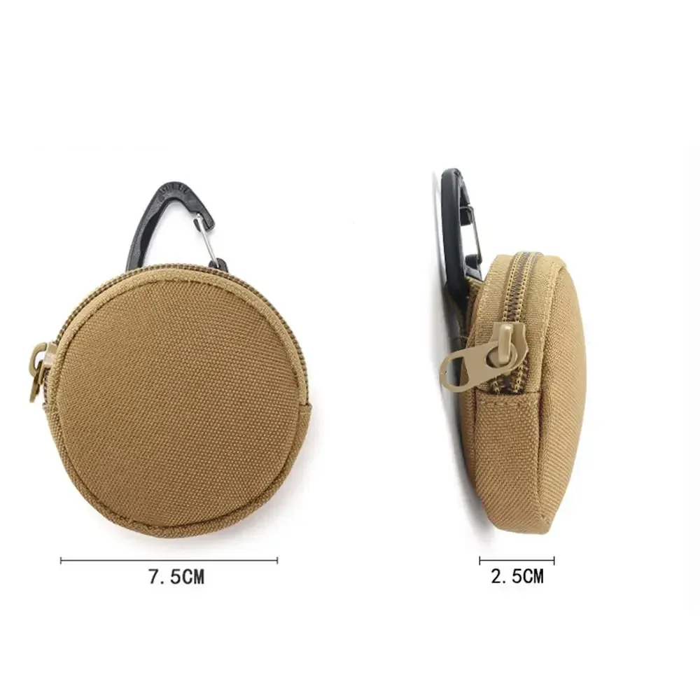 Tactical EDC Key Wallet Holder Oval Coin Purses Pouch  Circle Belt Bag Keychain Zipper Pocket Outdoor Tool Bag