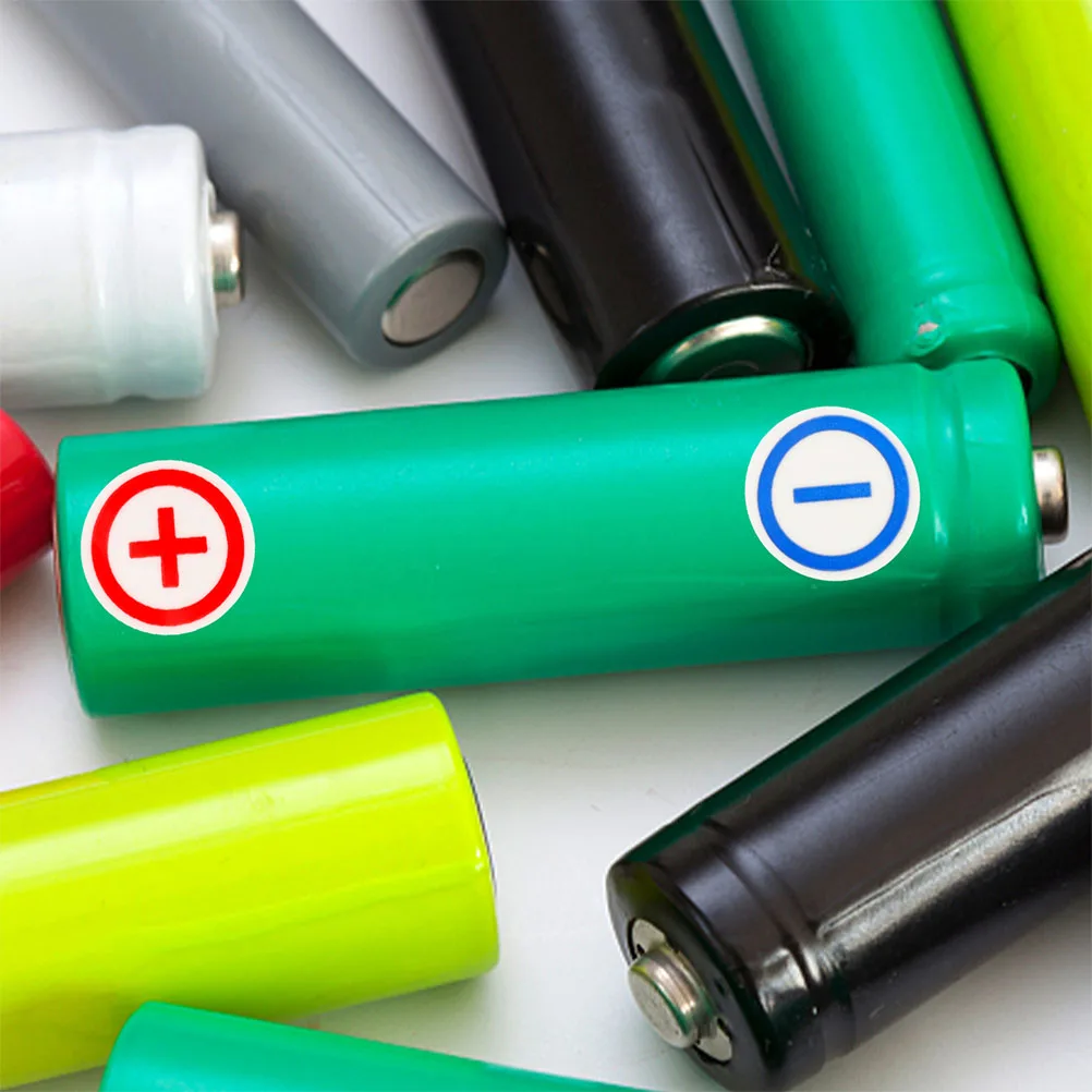 4 Sheets 12mm PVC Power Polarity Stickers Red Blue Labels Warning Safety Signs Traffic Symbols Terminals Marker