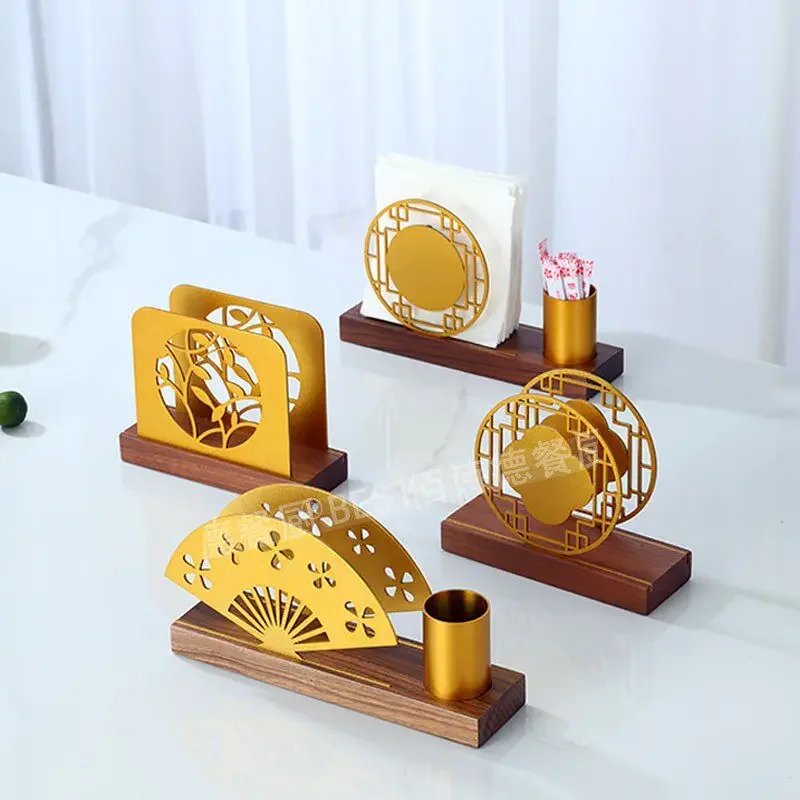 Customized gold paper towel holder restaurant café homestay paper press holder stainless steel hotel napkin holder desktop stora