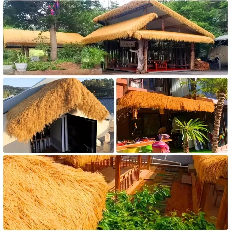 Artificial Thatched Roof Roll Plastic Synthetic Turf for Outdoor Decor Bars Cottages Gazebos Farmhouses - Convenient Roofing