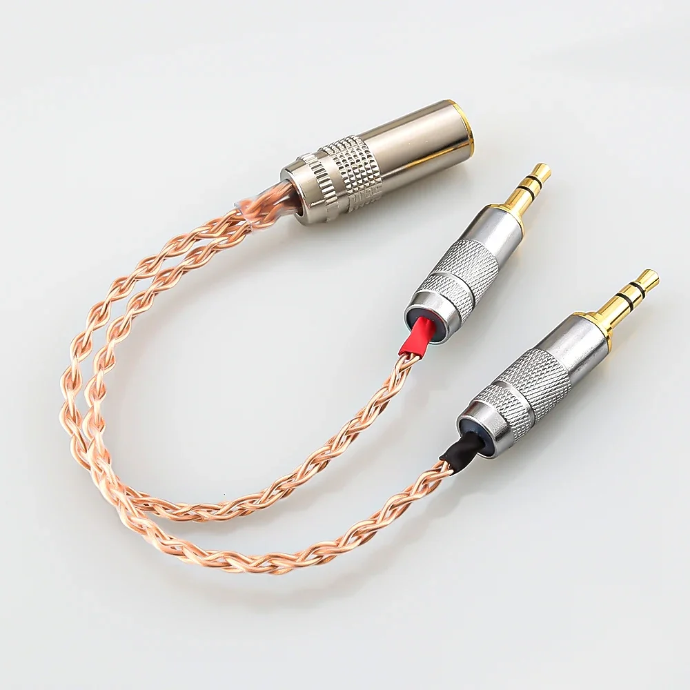 HIFI Single Copper Silver plated 2x3.5mm Male to 4.4mm Balanced Female Audio Adapter Cable for chord mojo Player