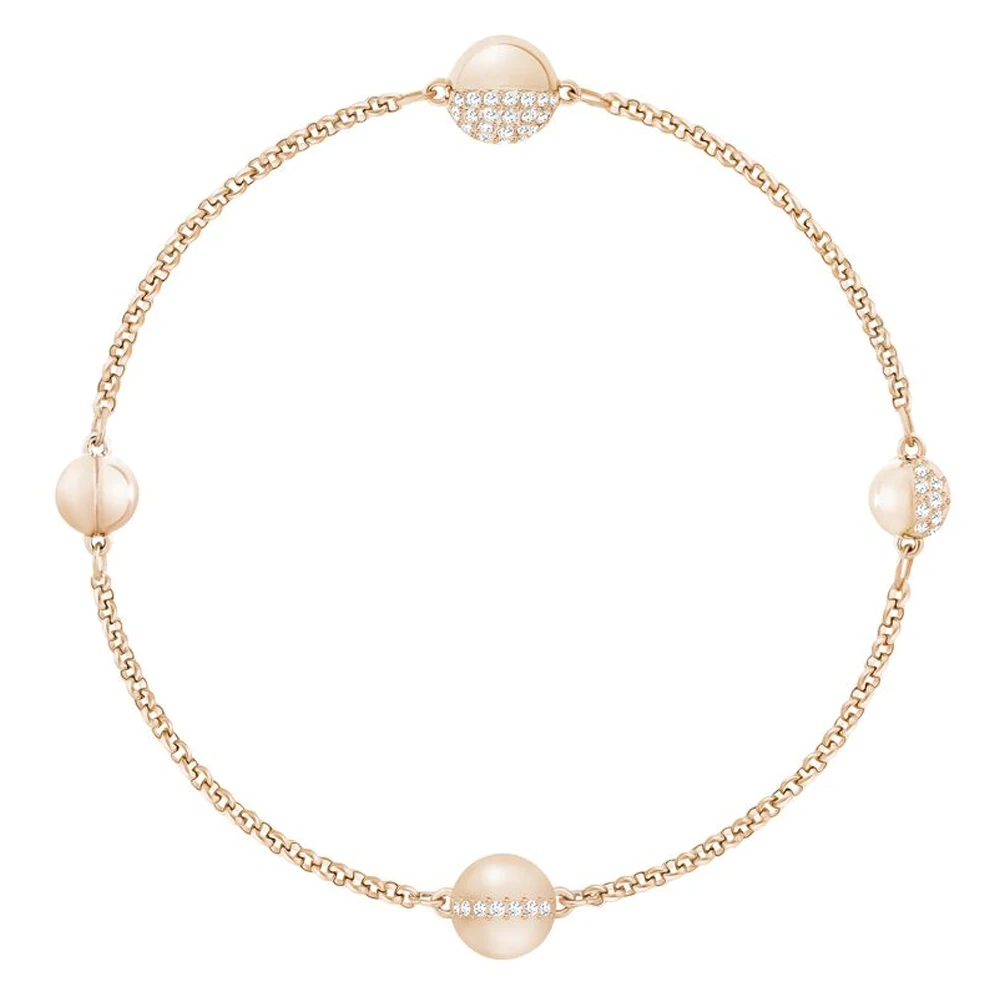 

Rose Gold-Tone Dual-Layer Bracelet with Half-Pavé Crystal Balls