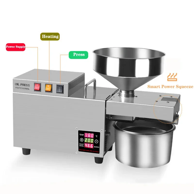 S9S Automatic Stainless Steel Oil Press Peanut and Coconut Kernel Oil Press 110V/220V 1500 Watt(Max)