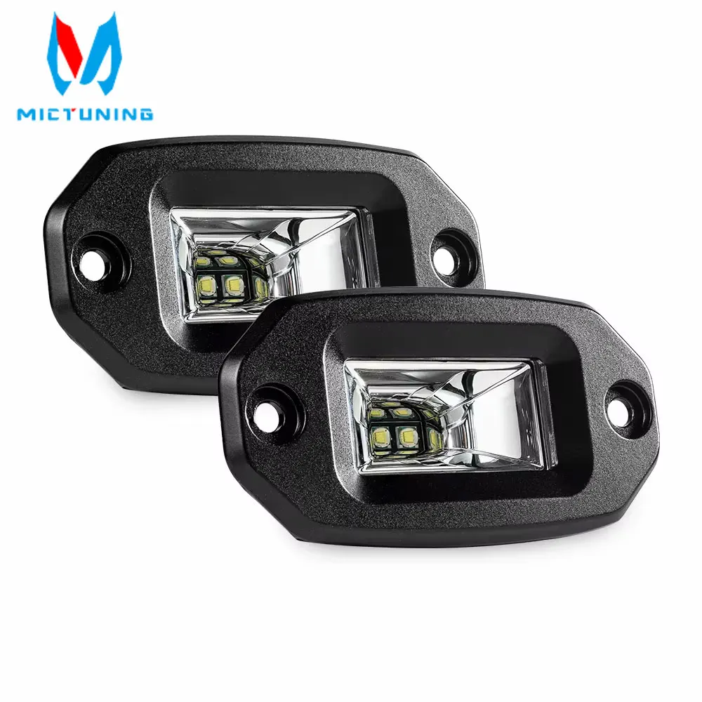 MICTUNING 4.3'' 20W Flush Mount Led Pods Flood LED Work Light Bar Offroad Rear Backup Driving Fog Lamp for Truck Pickups Trailer