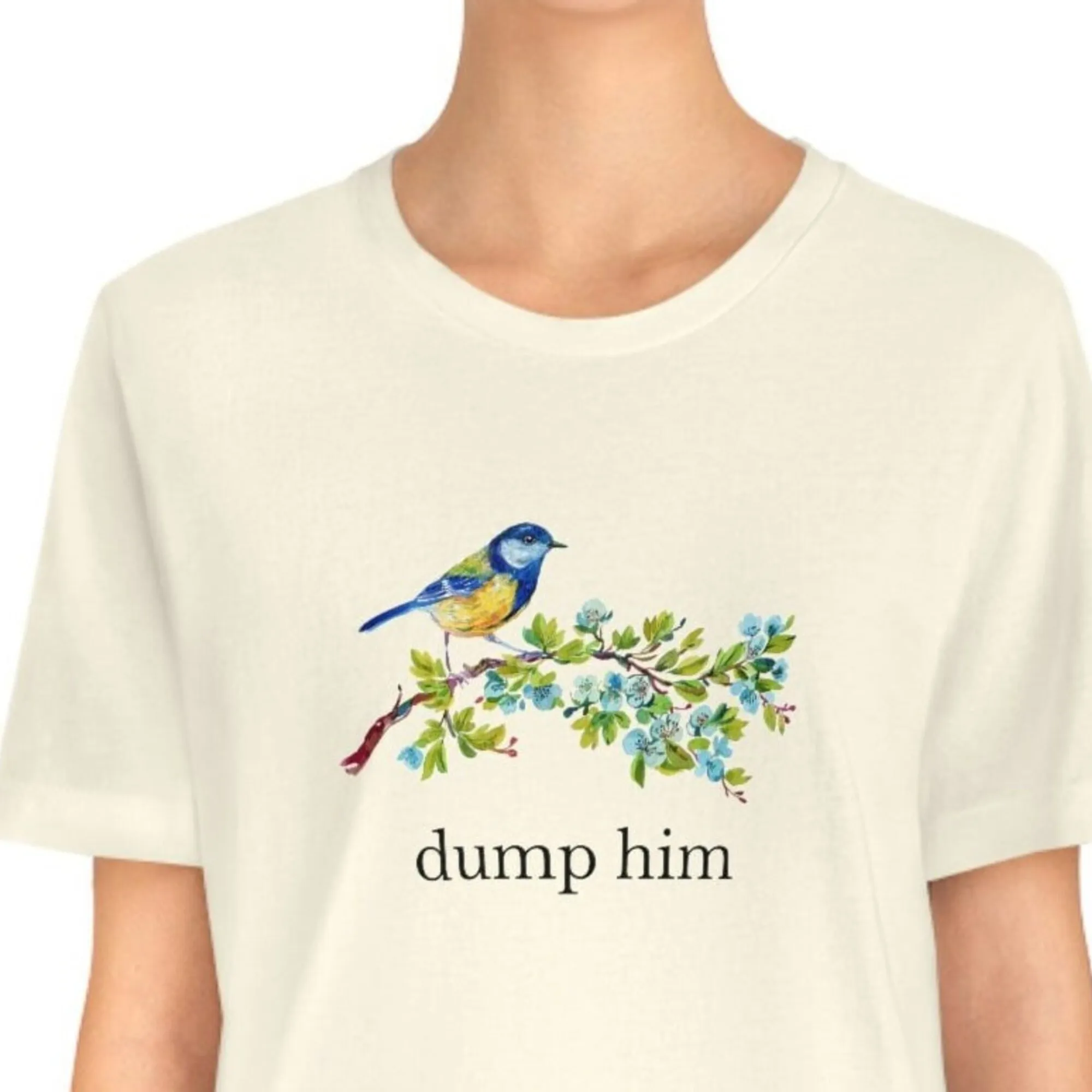 Dump Him Cottagecore Cute Blue Bird Divorce Breakup Dating Sucks Feminist T Shirt Unisex