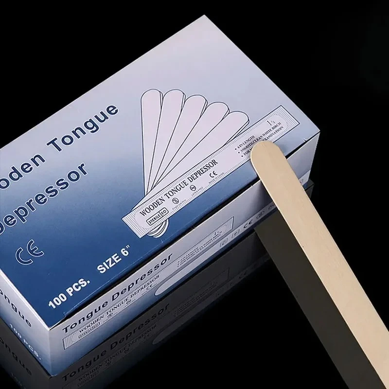 300Pcs Disposable Wooden Sterilized Individually Packed Tongue Depressors Dental Tools Supplies
