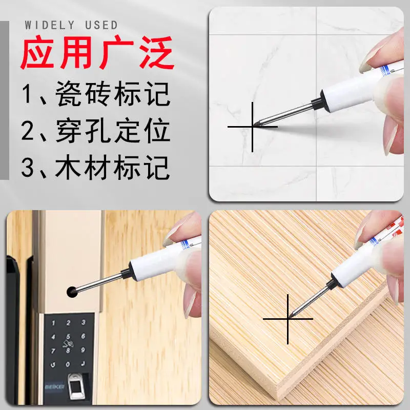 6ชิ้น/เซ็ตยาว Nib หัวเครื่องหมายห้องน้ำไม้จิตรกรรมตกแต่งหลุมลึกปากกามาร์คเกอร์สีแดง/สีดำ/สีฟ้า/สีเขียว/หมึกสีขาว