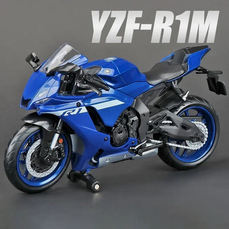 1:12 Yamaha YZF-R1M 60 주년 레이싱 오토바이 합금 오토바이 모델 충격 흡수 장치 컬렉션 장난감 자동차, 아이 선물