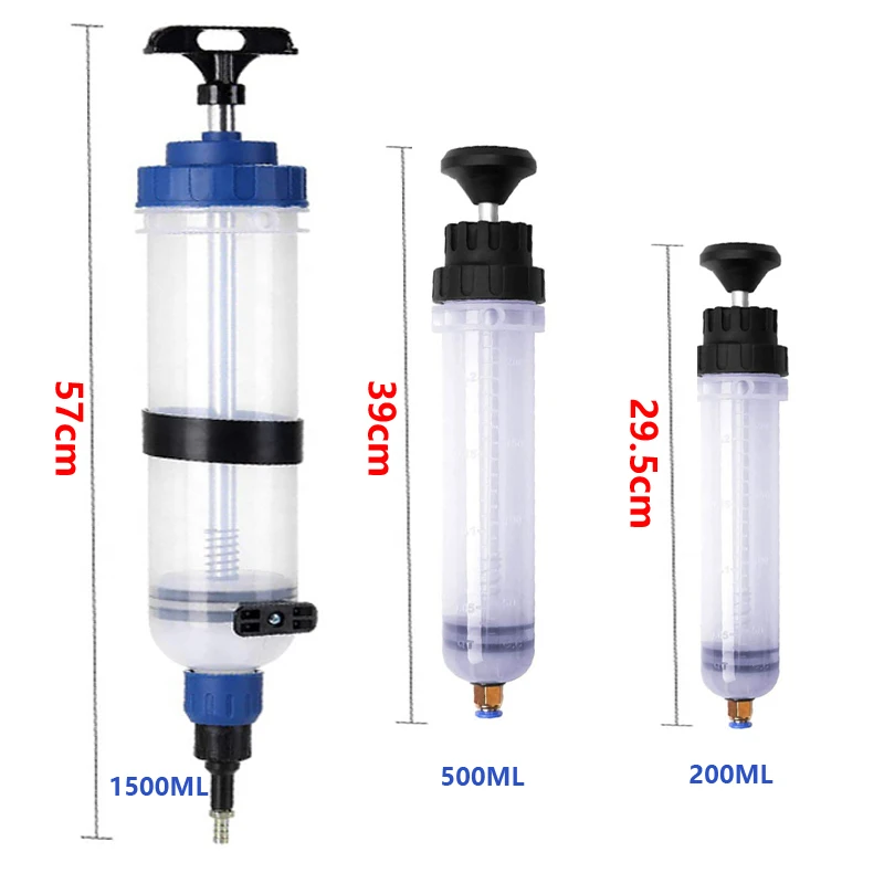 200/500/1500ML Car Oil Fluid Extractor Filling Syringe Bottle Transfer Fuel Extraction Liquid Oil Auto Manual Brake Oil Pump