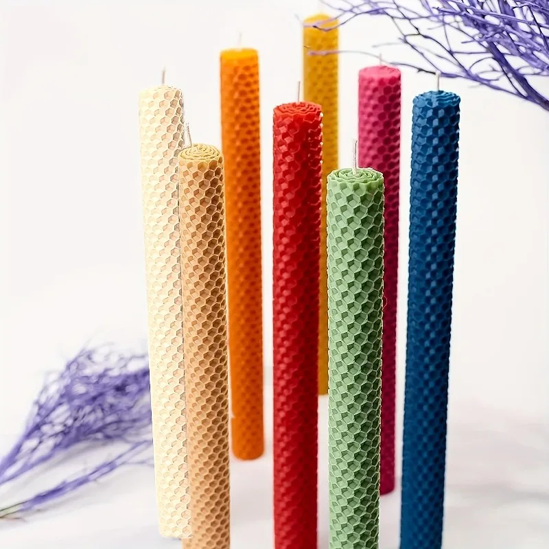 18/27 Beeswax Fine Taper Candles Tall Votive Candles for Home Dinner Church Party Bulk Hanukkah Mixed Colors 7.9 X 0.6 in Ideal for Various Settings