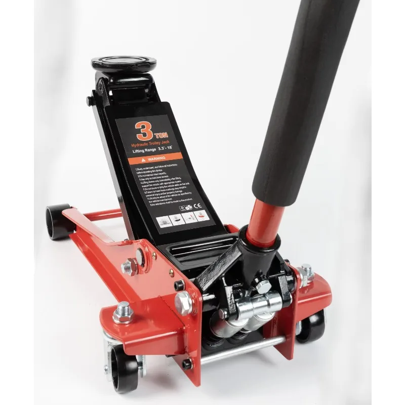 Big Red Color Cric Hydraulique Professional Manual 3 Ton Heavy Dut Horizontal Hydraulic Floor Lifting Trolley Jack with CE