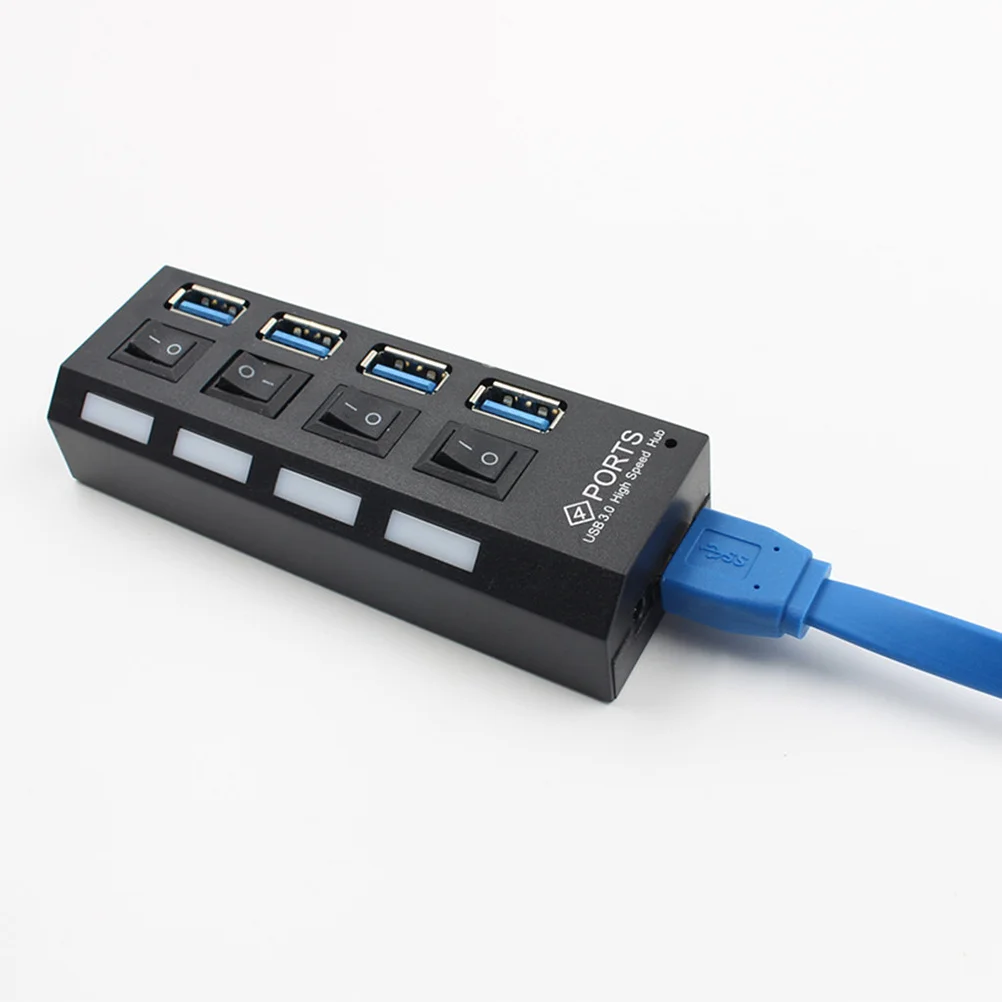 

4-Port USB 3.0 Hub High-Speed Data Transfer Splitter Hot Plug Support Switch LED Indicator Compatible