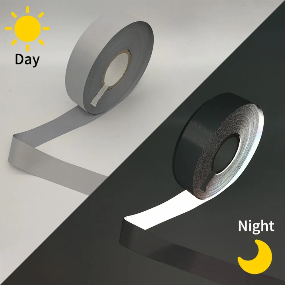 High Visibility Reflective Chemical Cloth Silver DIY Light Reflective Tape Non Self-adhesive Polyester Fiber