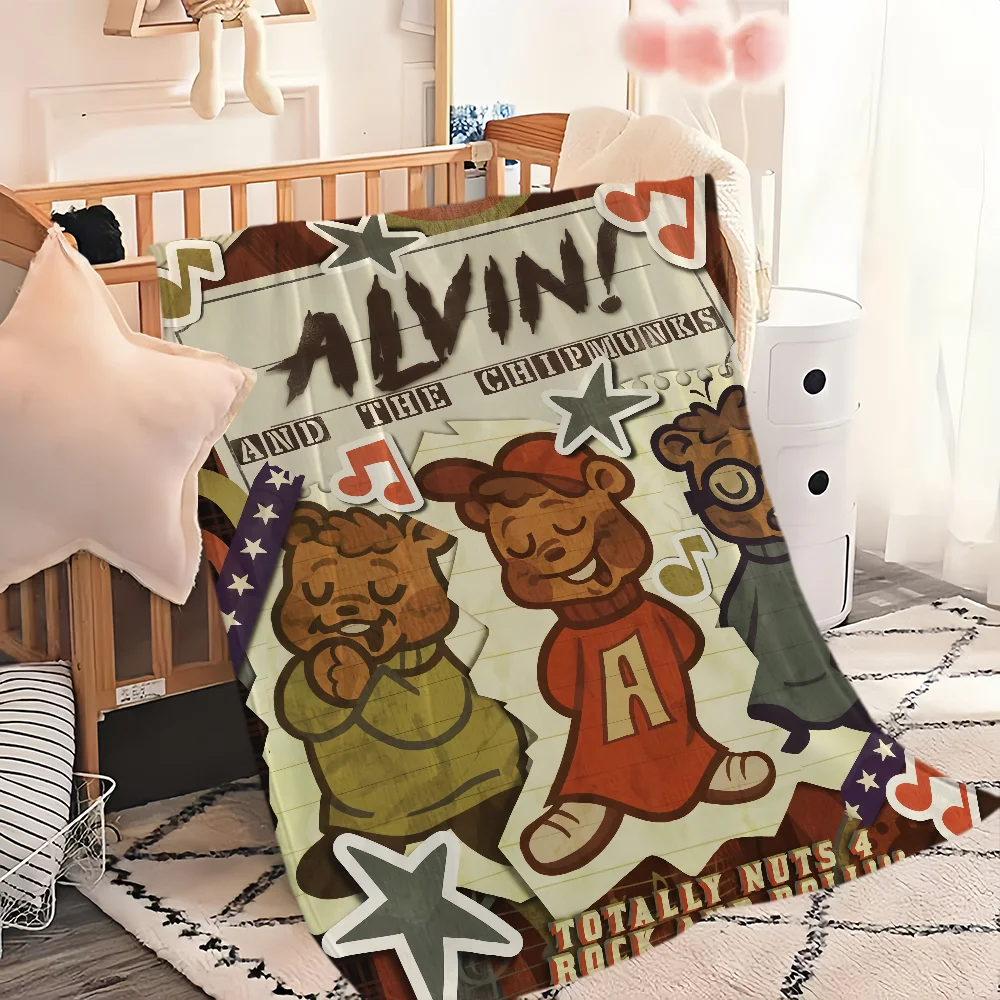 

Four seasons warm soft plush blanket and for the sofa living a-Alvin room Cartoon office Chipmunks bedroom travel gift Flannel