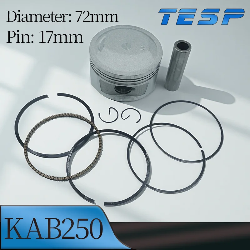 Kit de pistón de motocicleta KAB250 para Honda Shadow KAB250 CN250 CH250 72mm 73mm de diámetro 17mm conjunto de pistón con anillos de pistón