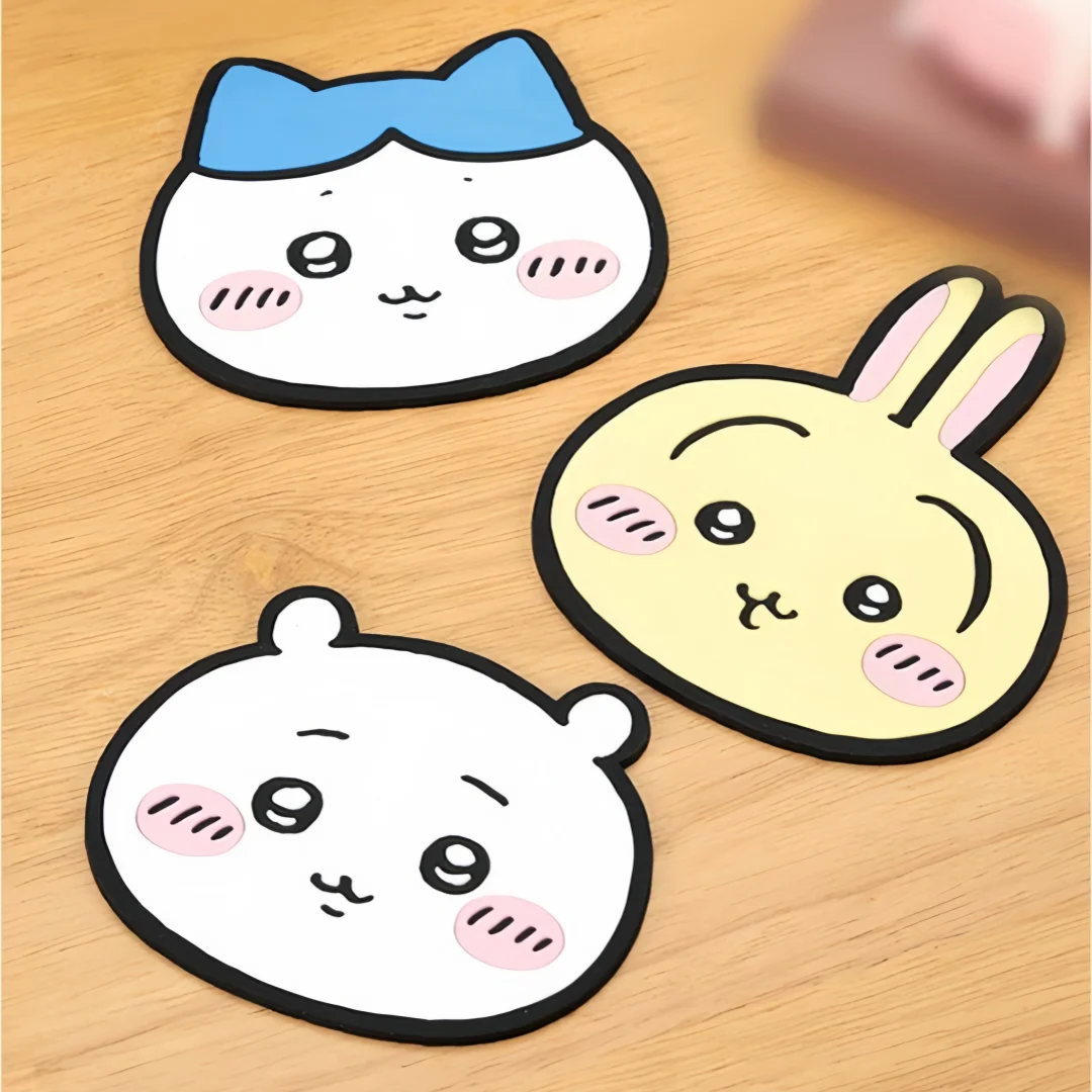Chiikawa Silicone Coasters Chiikawa Cartoon Heat Insulation Pads Non-Slip Tea Cup Mats Desktop Decoration
