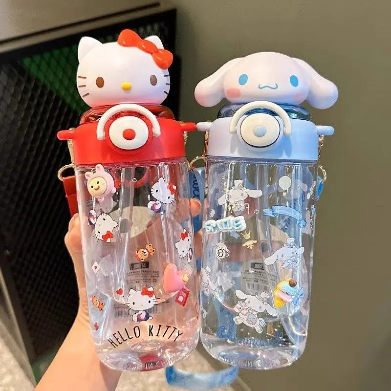 Sanrio Hello Kitty Kuromi My melody taza de agua para niñas de alta apariencia en verano nueva taza de paja portátil de gran capacidad