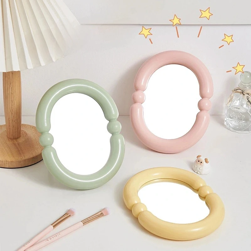 Candy Color HD Beauty Mirror, faltbar, stilvoll, gewellt, Make-up-Spiegel, Wand-/Desktop, multifunktionaler Schlafsaal-Spiegel, Beauty-Tool
