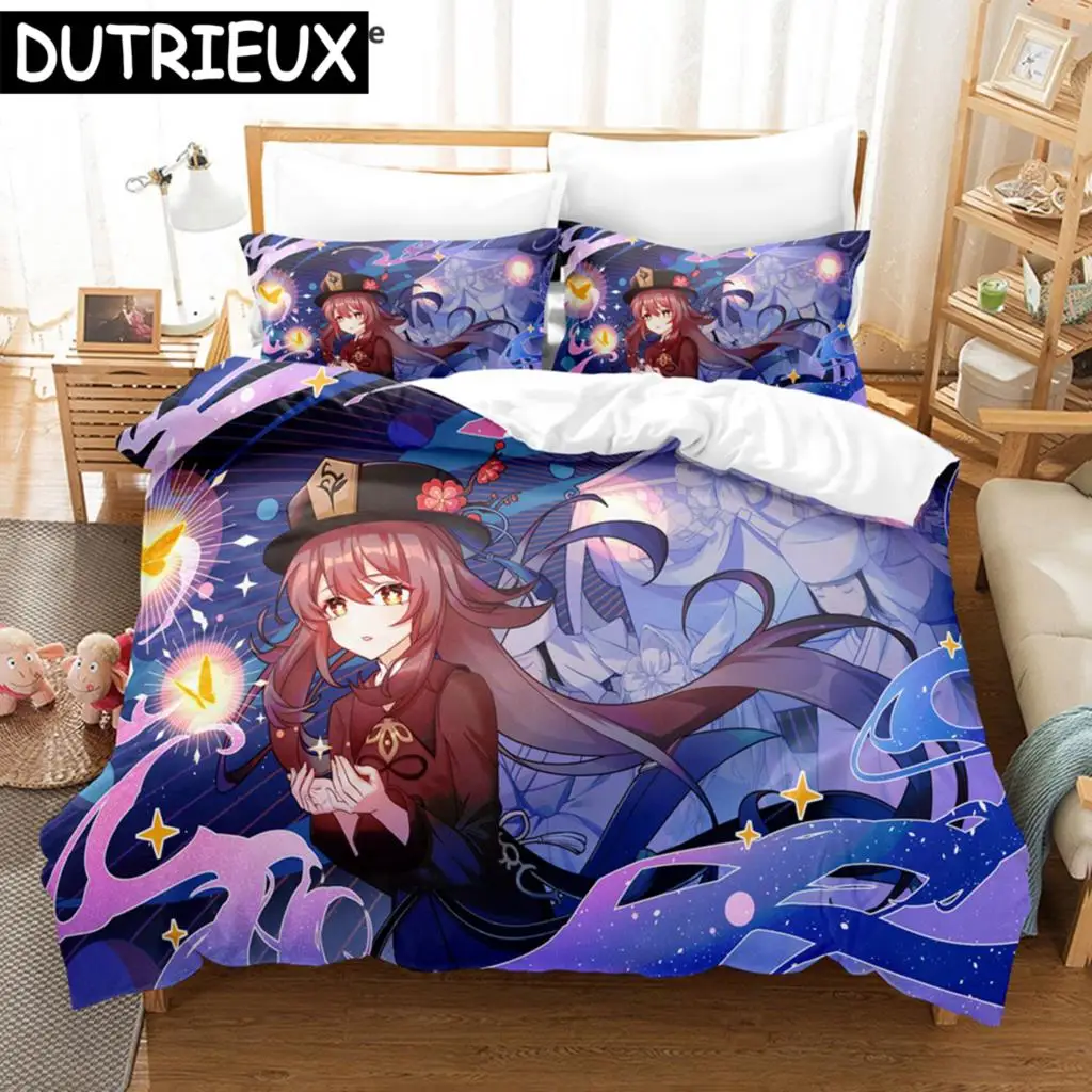 Hu Tao Genshin Impact Game 3D Duvet Cover Bedding Set Comforter Linen Pillowcases Home Decor Single Double Twin King Queen