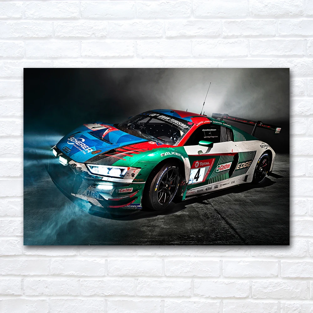 Audi R8 LMS Sports Car Posters Modern Wall Art Canvas Print Painting for Home Living Room Decor No Frame