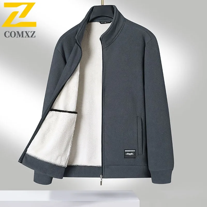 

COMXZ Men Office Jacket Versatile Stand Collar Commute Thickened Warm Parka Casual Daily Style Lightweight Winter Zipper Coat