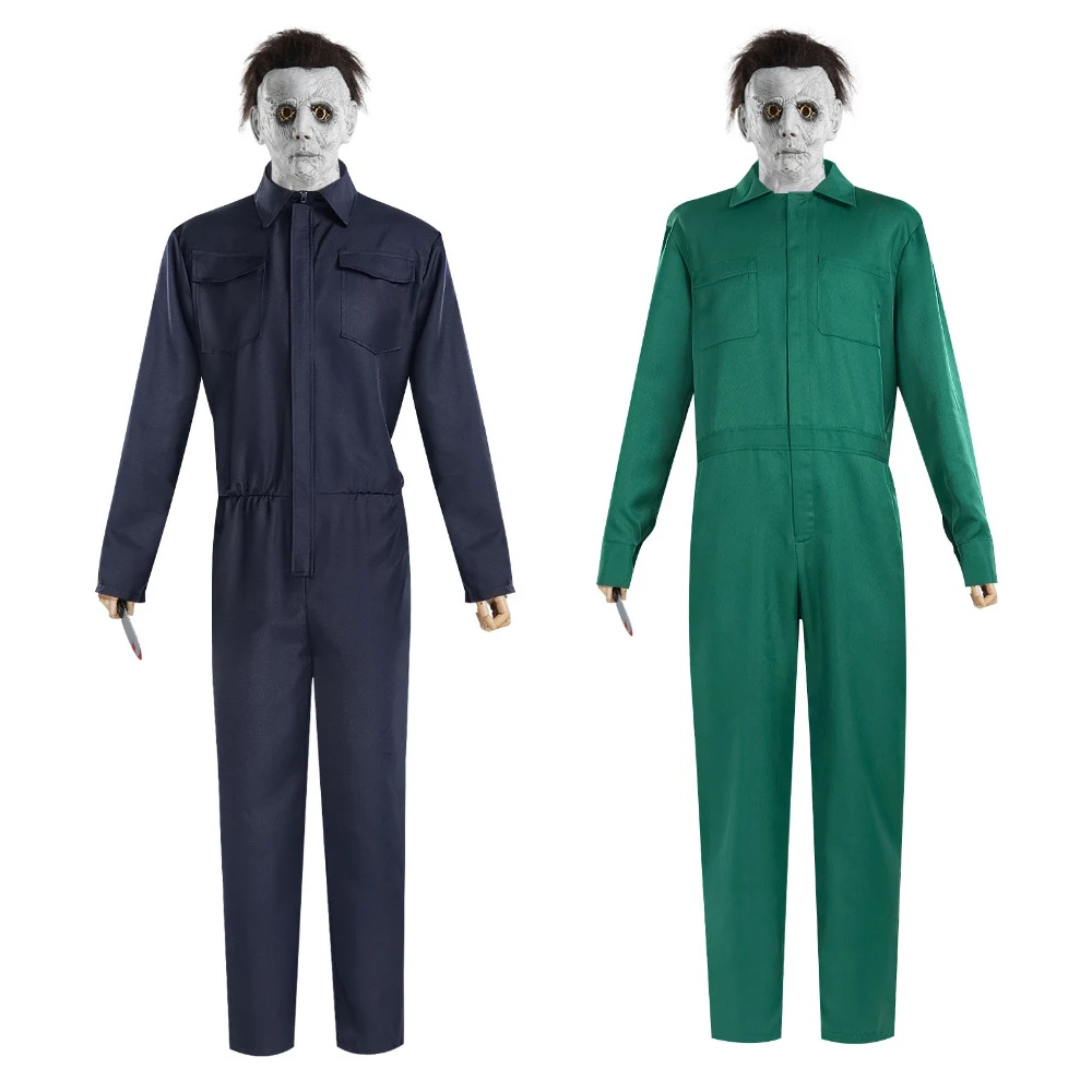 Horror Movie Halloween Cosplay Costume MichaelMyers Disguise Full Sets Jumpsuit Suits for Adult Carnival Party Clothes Roleplay