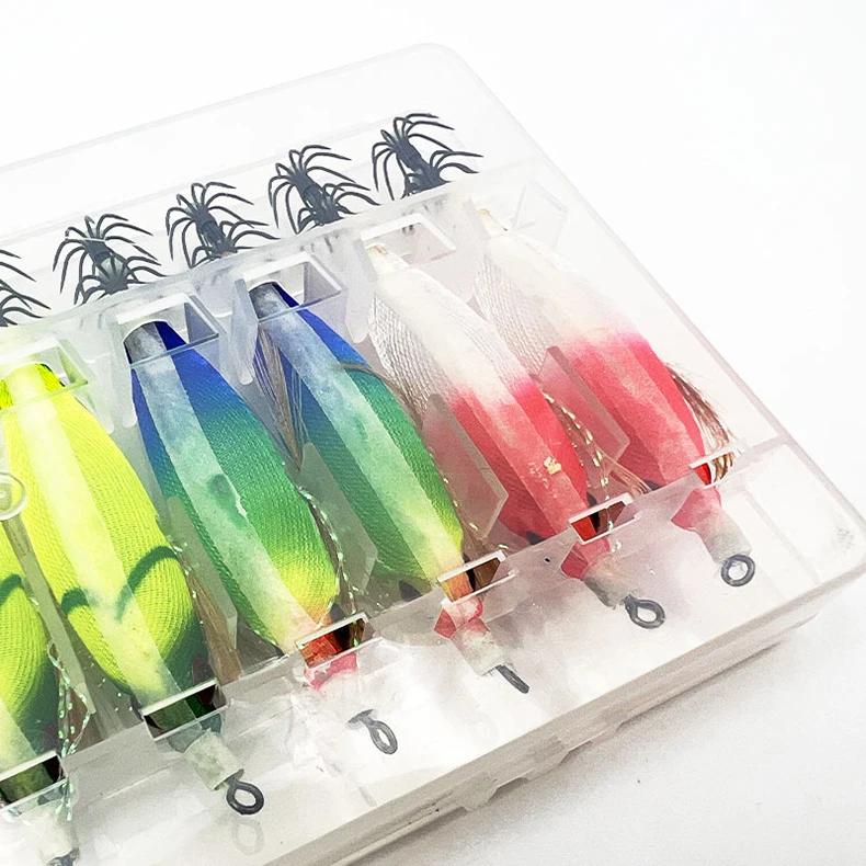 ShareShark 10 Stück/Box Leuchtende Tintenfisch-Jigs, Salzwasser-Angelköder, Meeresfischerei-Köder für Oktopus, Tintenfisch und Krake – Detail 9