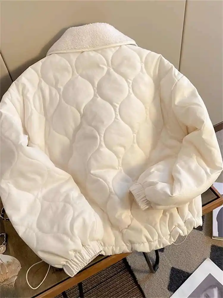 女性のための厚いラムウールの綿のジャケット,アフリカのダイヤモンドのパターン,ニッチなデザイン,暖かい巾着コート,婦人服,秋