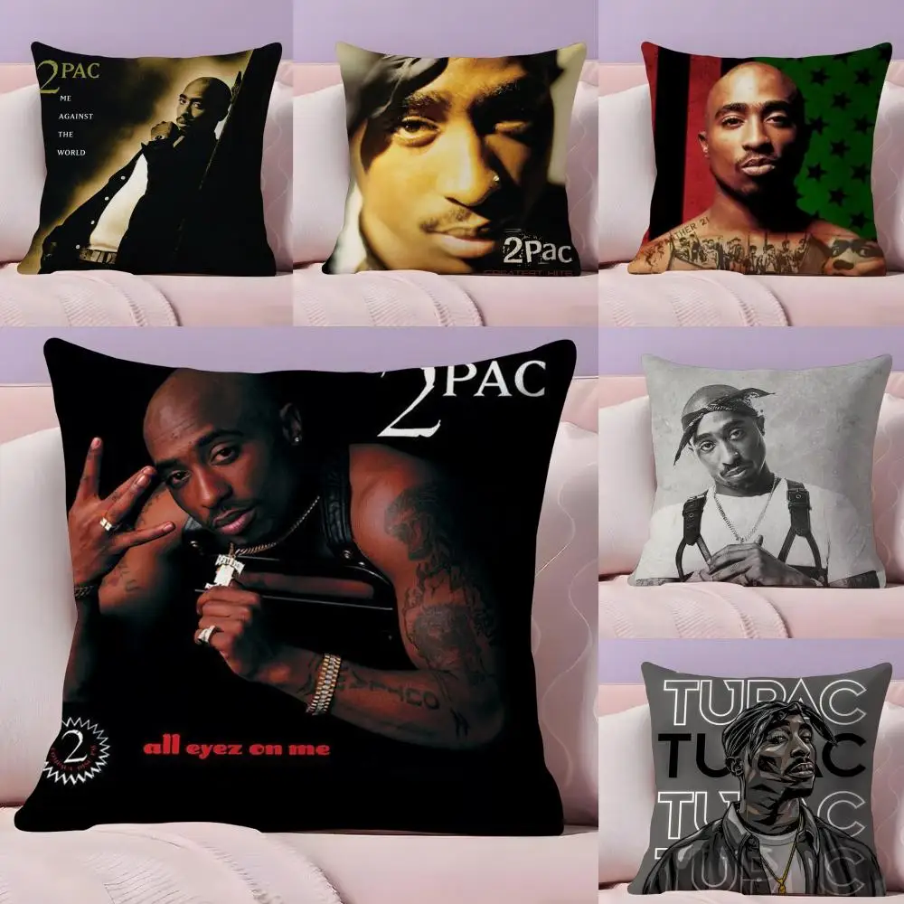 2P-PAC Tupac S-Shakur Pillow Case Plush Fabric Soft Double-Sided Printed Sofa Warm Winter Home Gift Cushion Cover